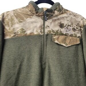 Realtree Mens Sm 1/4Zip Long Sleeve Camo Pullover Olive Night Resin Heather G292